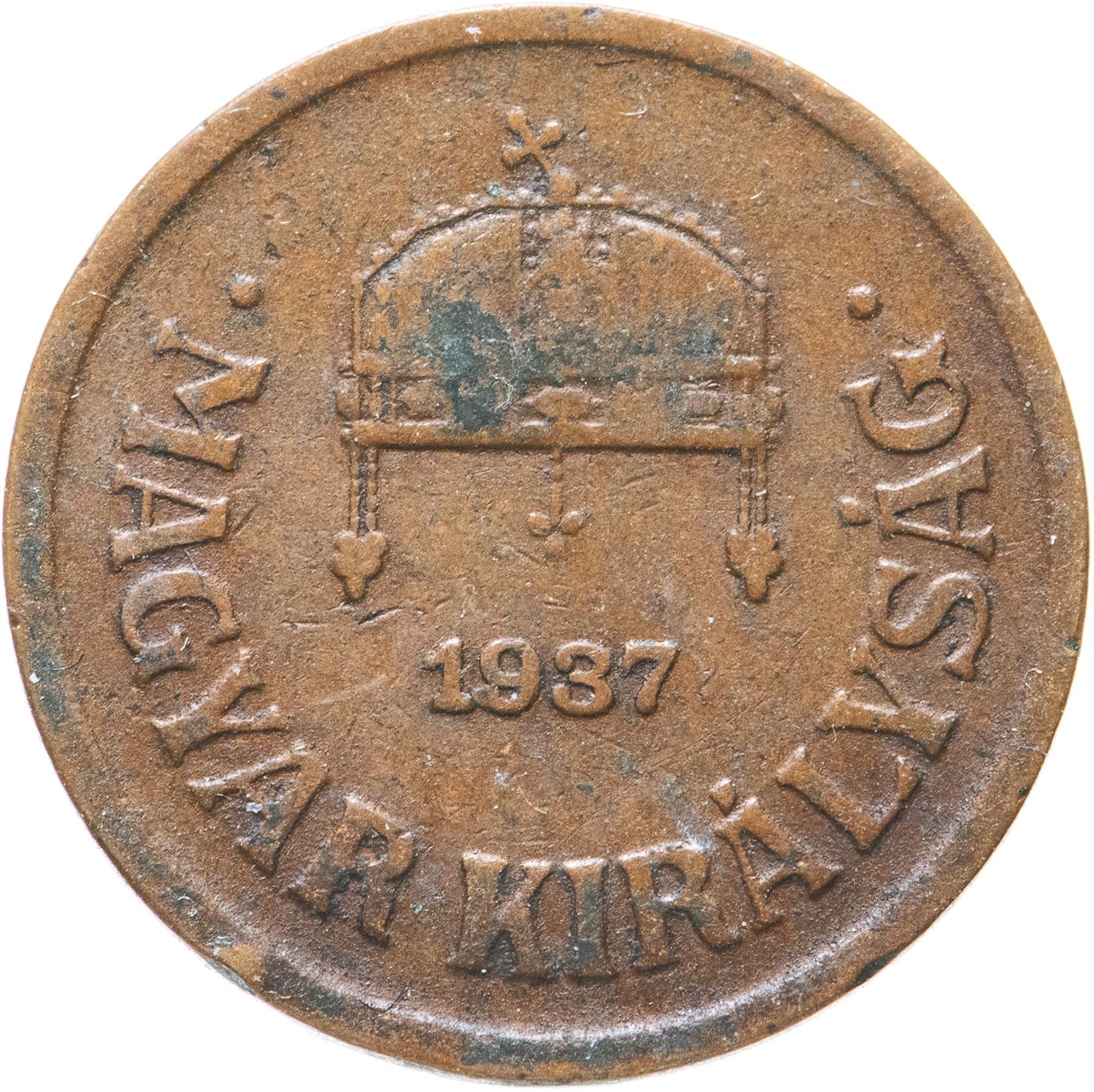 Hungary 2 Filler Coin | Miklos Horthy | Saint Stephen Crown | KM506 | 1926 - 1940