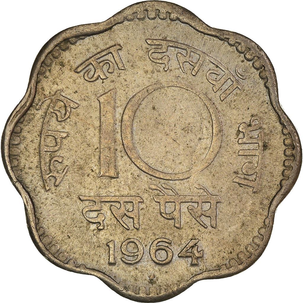 India | 10 Paise Coin | Ashoka lion | Km:25 | 1964 - 1967