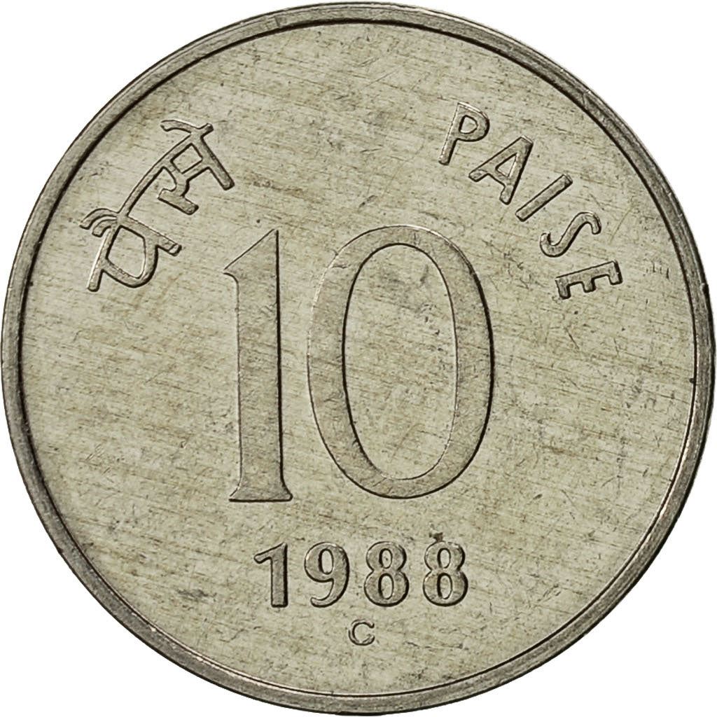 India | 10 Paise Coin | Asoka Lion | Km:40.1 | 1988 - 1998