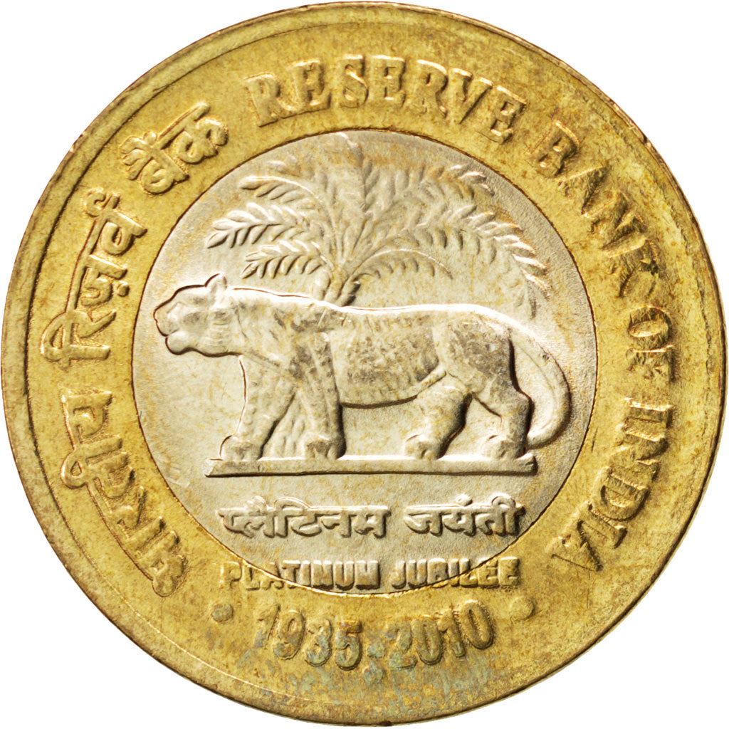 India | 10 Rupees Coin | Bengal tiger | Km:388 | 2010