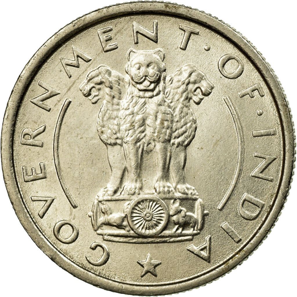 India | 1/2 Rupee Coin | Ashoka lion | Km:6 | 1950 - 1956