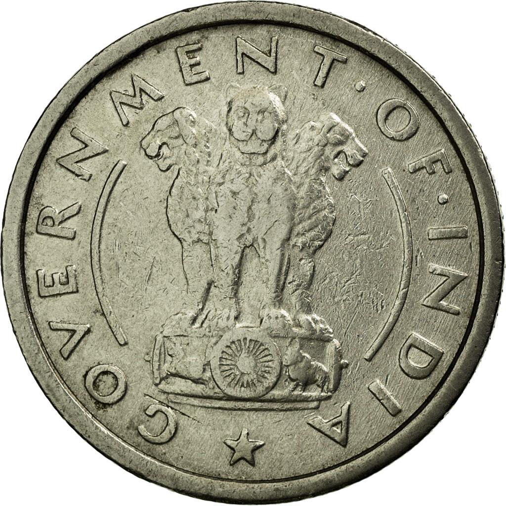 India | 1/2 Rupee Coin | Ashoka lion | Km:6 | 1950 - 1956