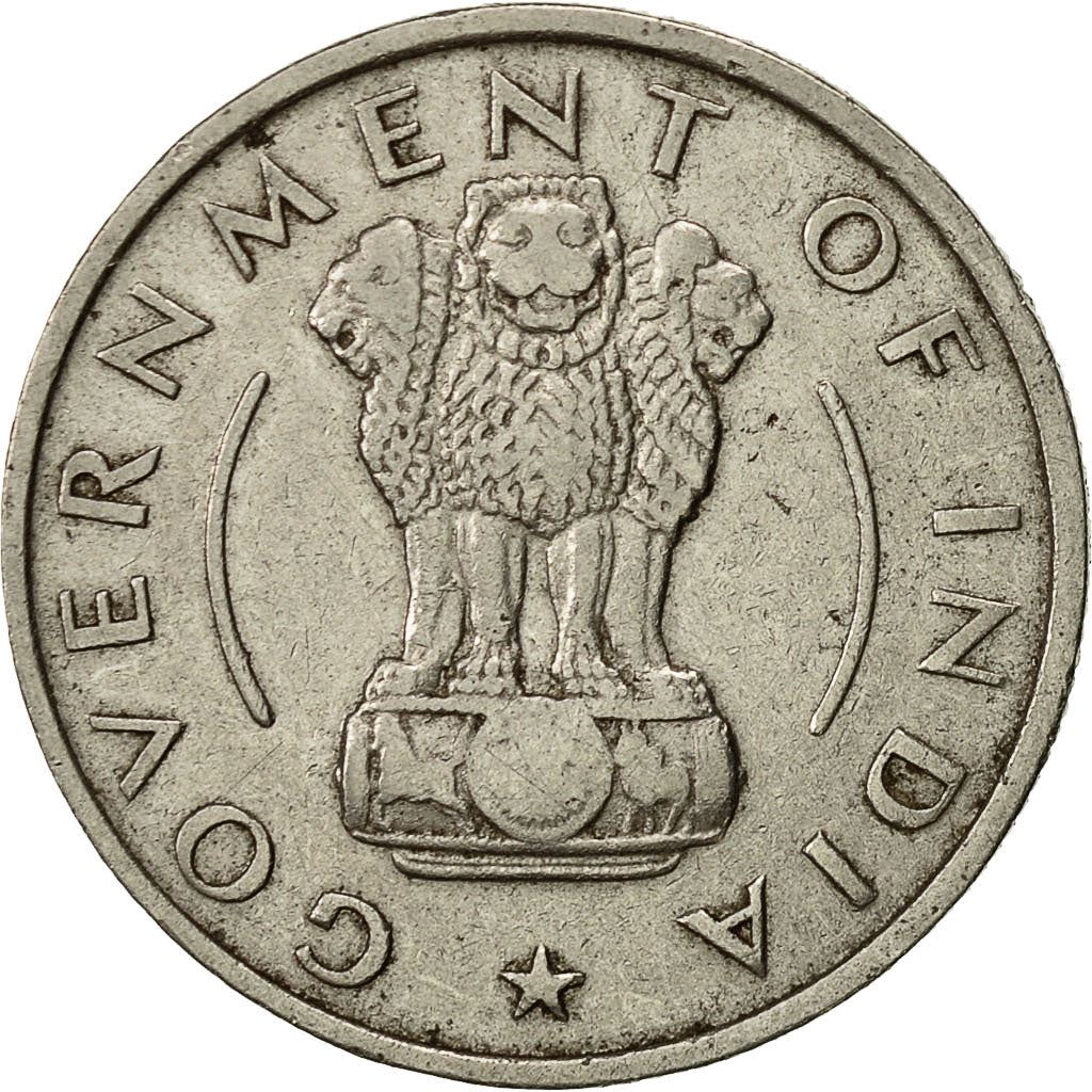 India | 1/2 Rupee Coin | Ashoka lion | Km:6 | 1950 - 1956