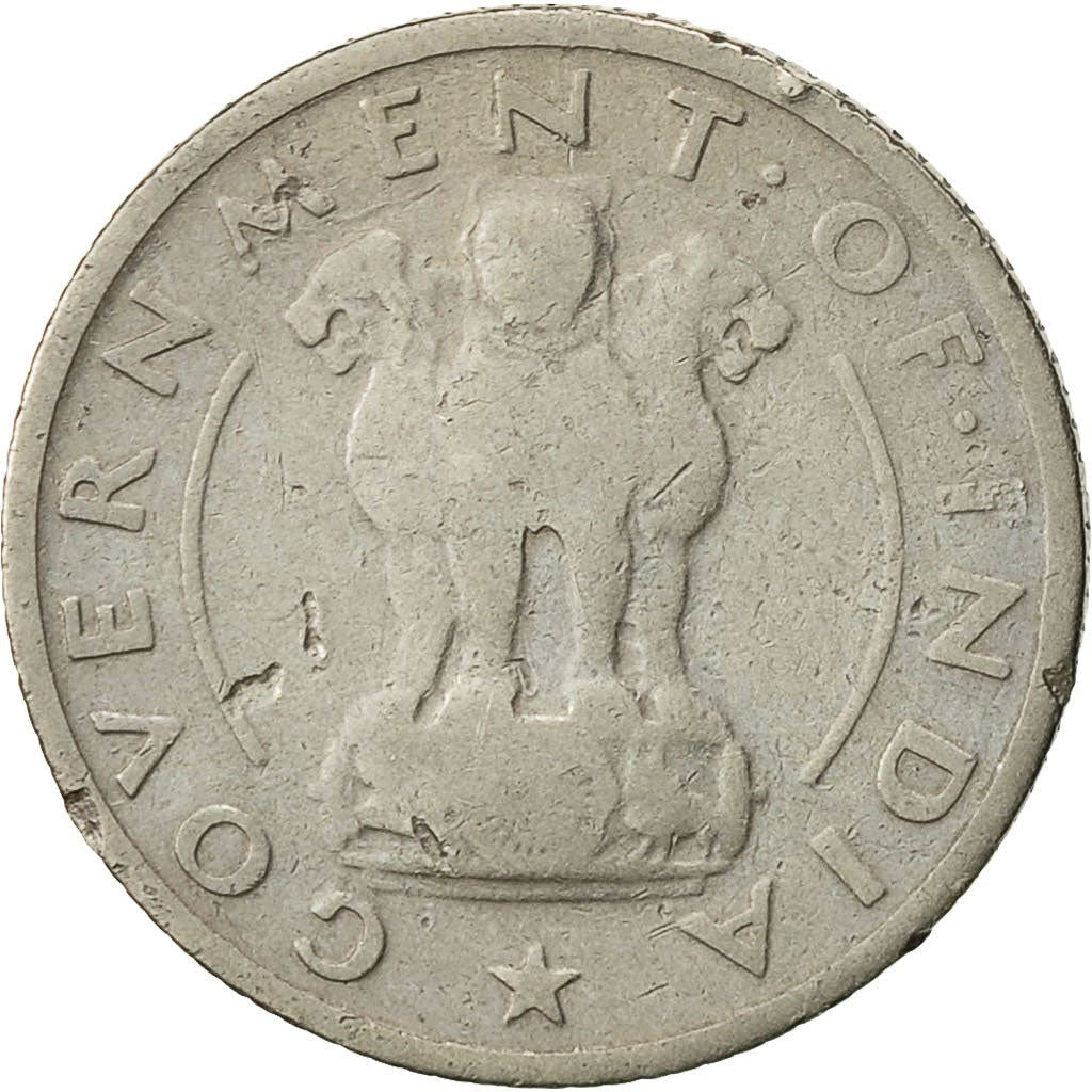 India | 1/4 Rupee Coin | Ashoka lion | Km:5 | 1950 - 1955