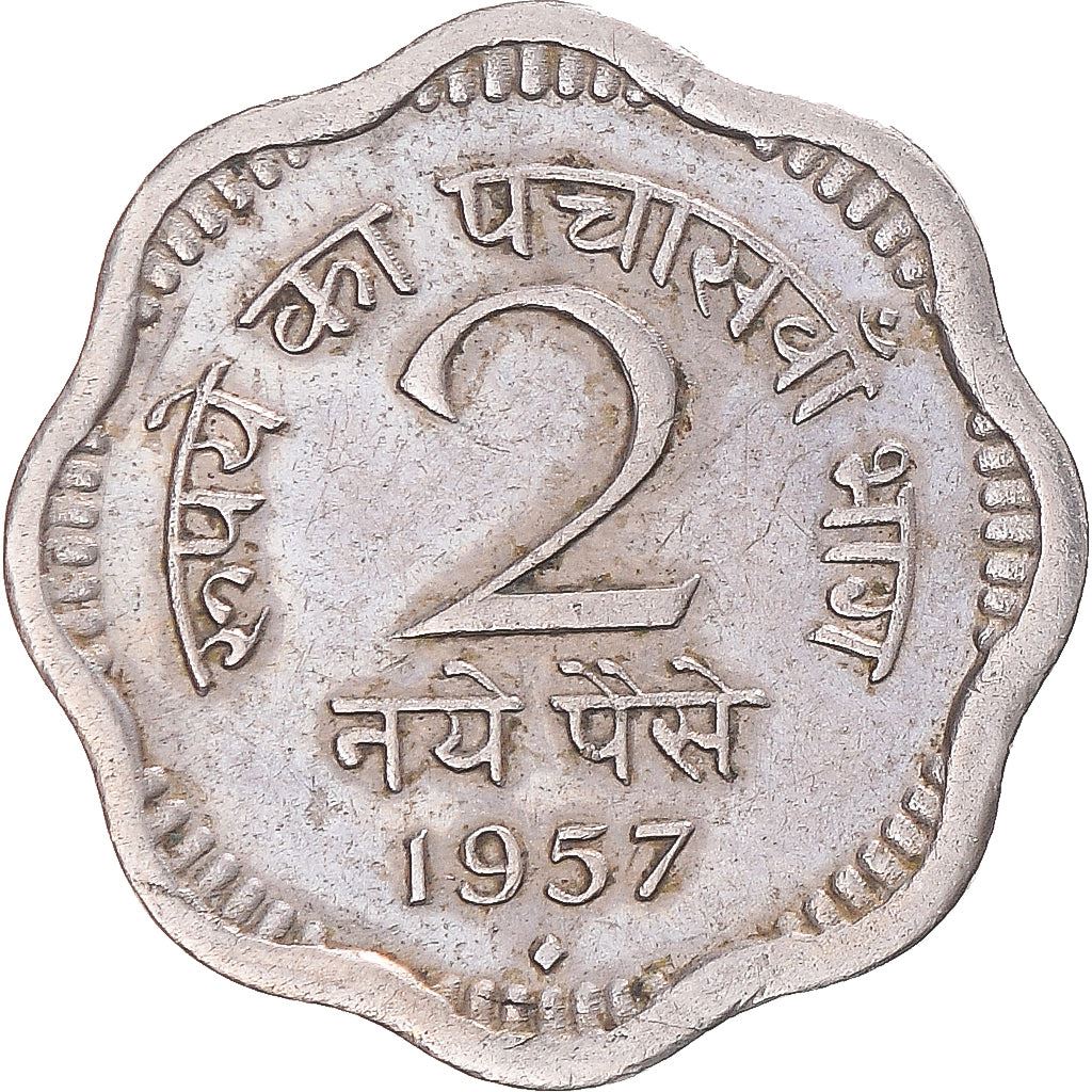 India | 2 Naye Paise Coin | Ashoka lion | Km:11 | 1957 - 1963