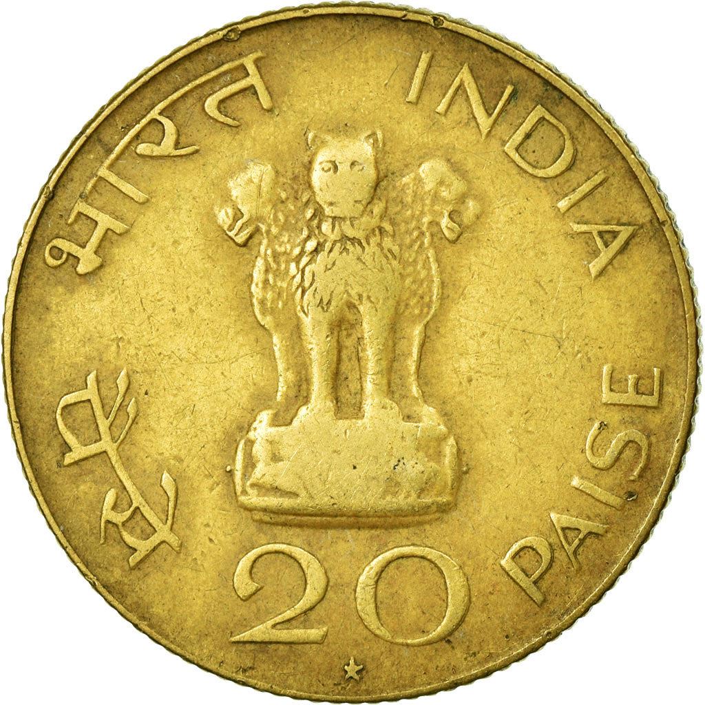 India | 20 Paise Coin | Gandhi | Km:42 | 1969