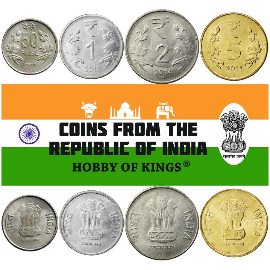 India | 4 Coin Set | 50 Paise 1 Rupee 2 5 Rupees | 2011 - 2019