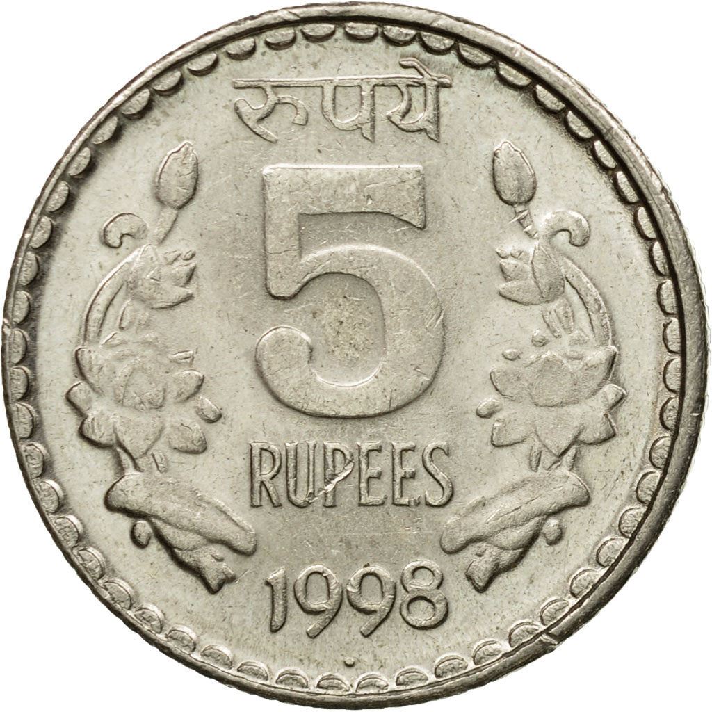 India | 5 Rupees Coin | Ashoka lion | Km:154 | 1992 - 2004