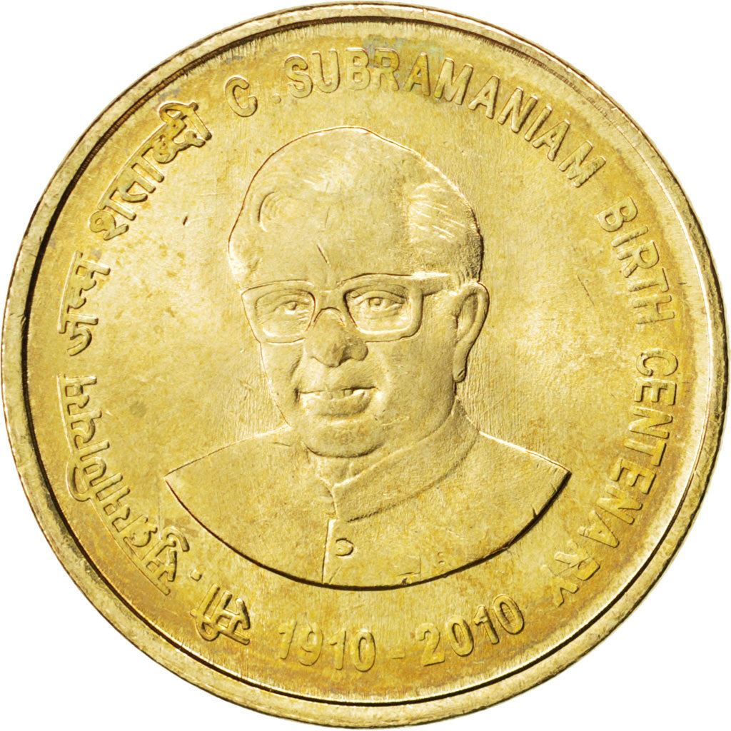 India | 5 Rupees Coin | C. Subramaniam | Km:377 | 2010