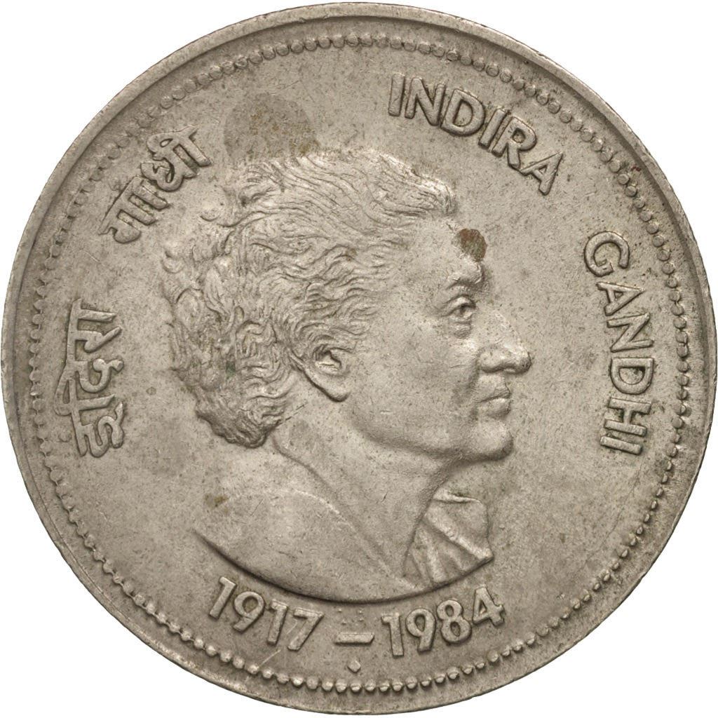 India | 5 Rupees Coin | Indira Gandhi | Km:150 | 1985