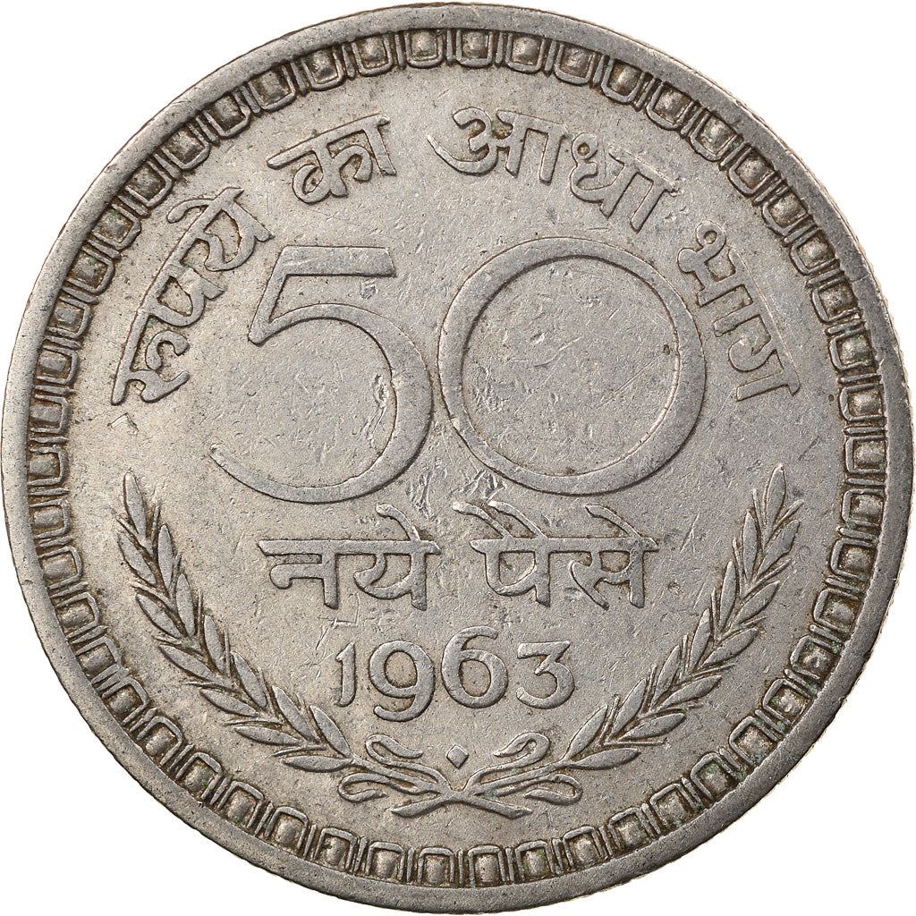 India | 50 Naye Paise Coin | Ashoka lion | Km:55 | 1960 - 1963