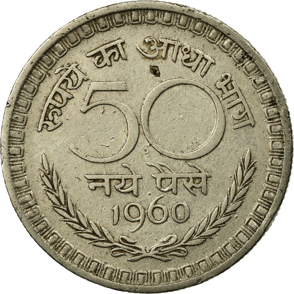 India | 50 Naye Paise Coin | Ashoka lion | Km:55 | 1960 - 1963