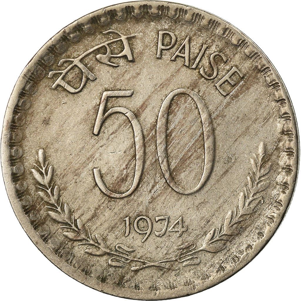 India | 50 Paise Coin | Ashoka Lion | Km:63 | 1974 - 1983