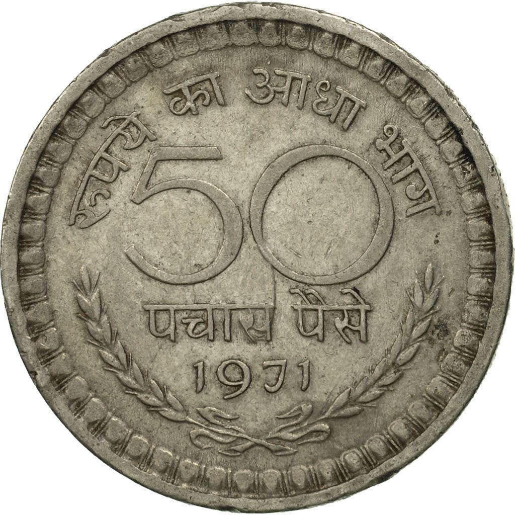 India | 50 Paise Coin | Asoka lion | Km:58.1 | 1964 - 1971