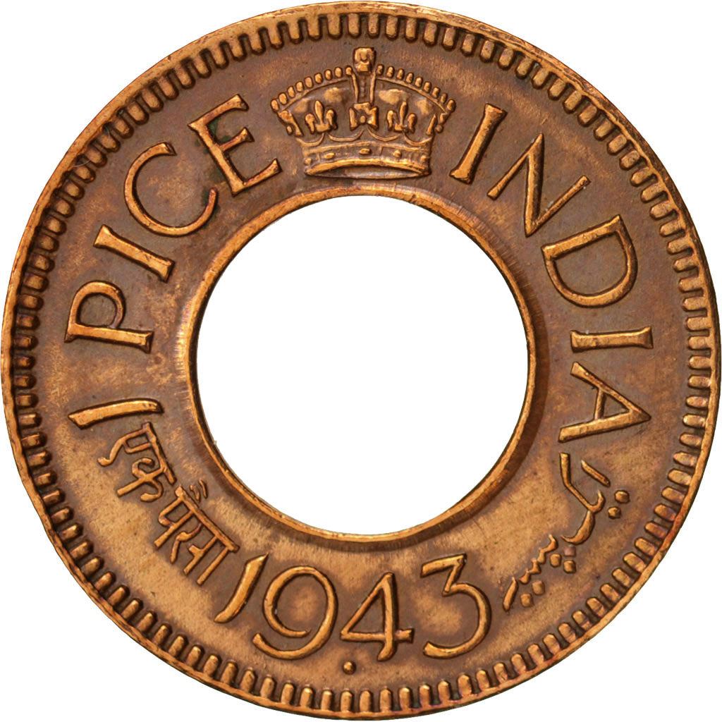 India - British | 1 Pice Coin | Wreath | Km:533 | 1943 - 1947