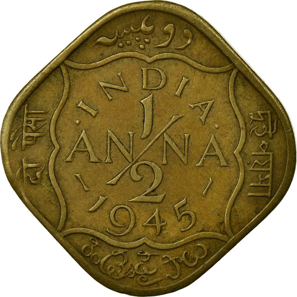 India - British | 1/2 Anna Coin | King George VI | Km:534B | 1942 - 1945