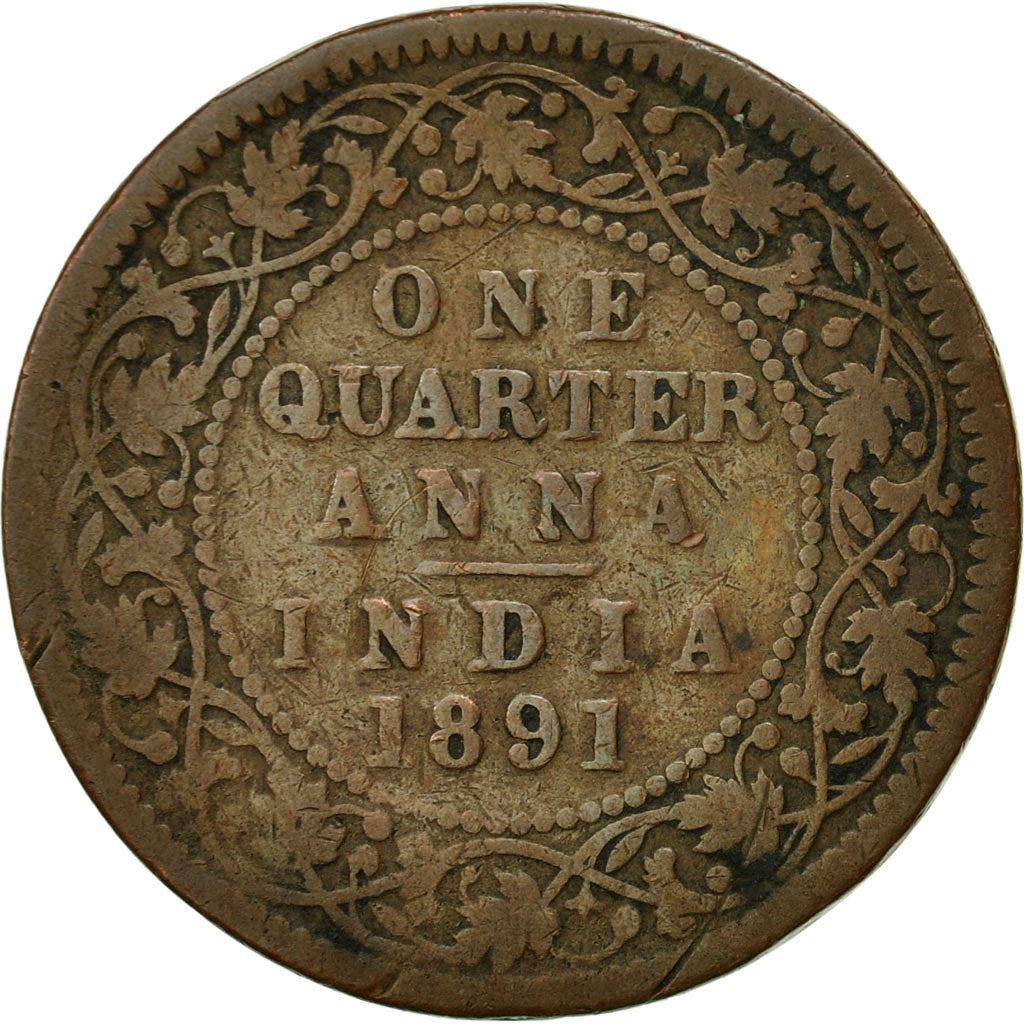 India - British | 1/4 Anna Coin | Queen Victoria | Km:486 | 1877 - 1901