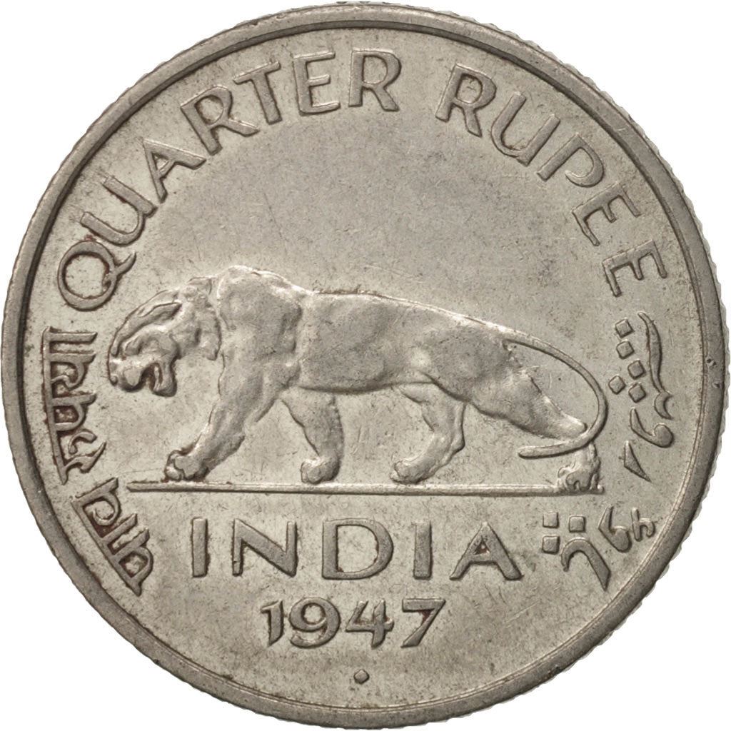 India - British | 1/4 Rupee Coin | Indian tiger | Km:548 | 1946 - 1947