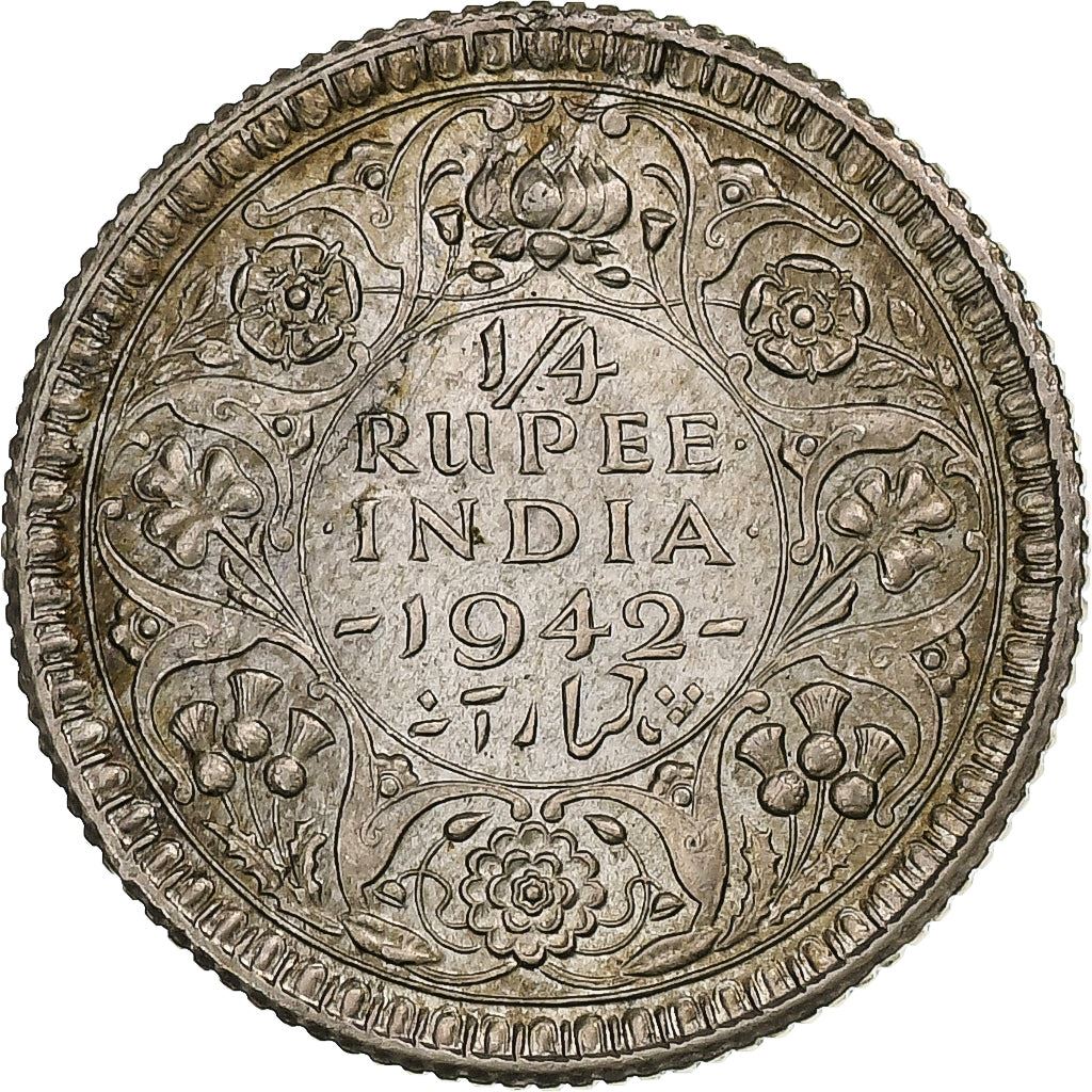 India - British | 1/4 Rupee Coin | King George VI | Km:547 | 1943 - 1945