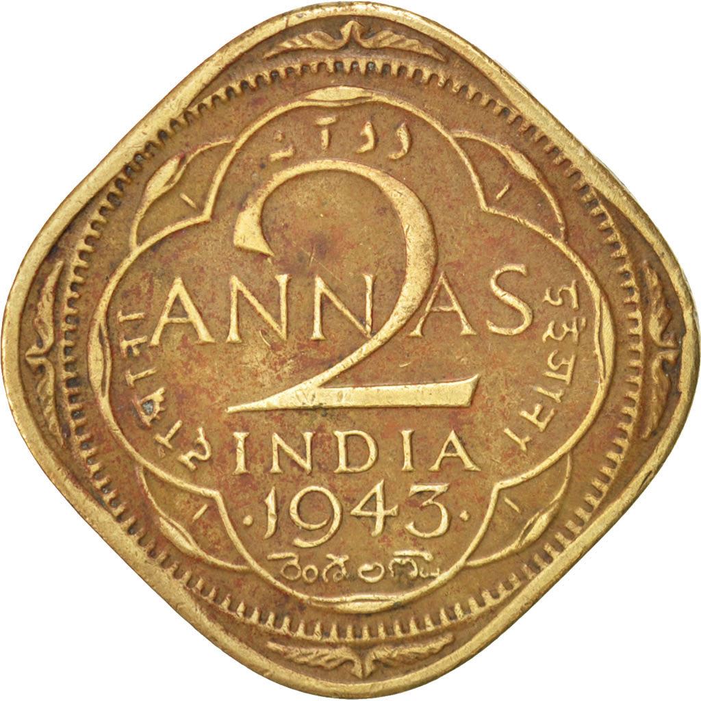 India - British | 2 Annas Coin | King George VI | Km:541A | 1942 - 1944