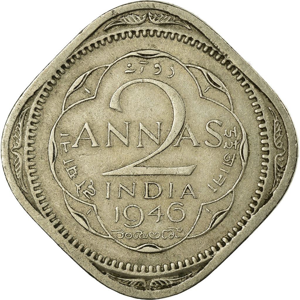 India - British | 2 Annas Coin | King George VI | Km:542 | 1946 - 1947