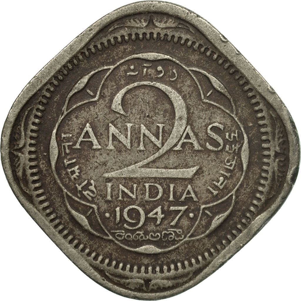 India - British | 2 Annas Coin | King George VI | Km:542 | 1946 - 1947