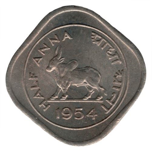 India | Coin | 1/2 anna | 1950 - 1955