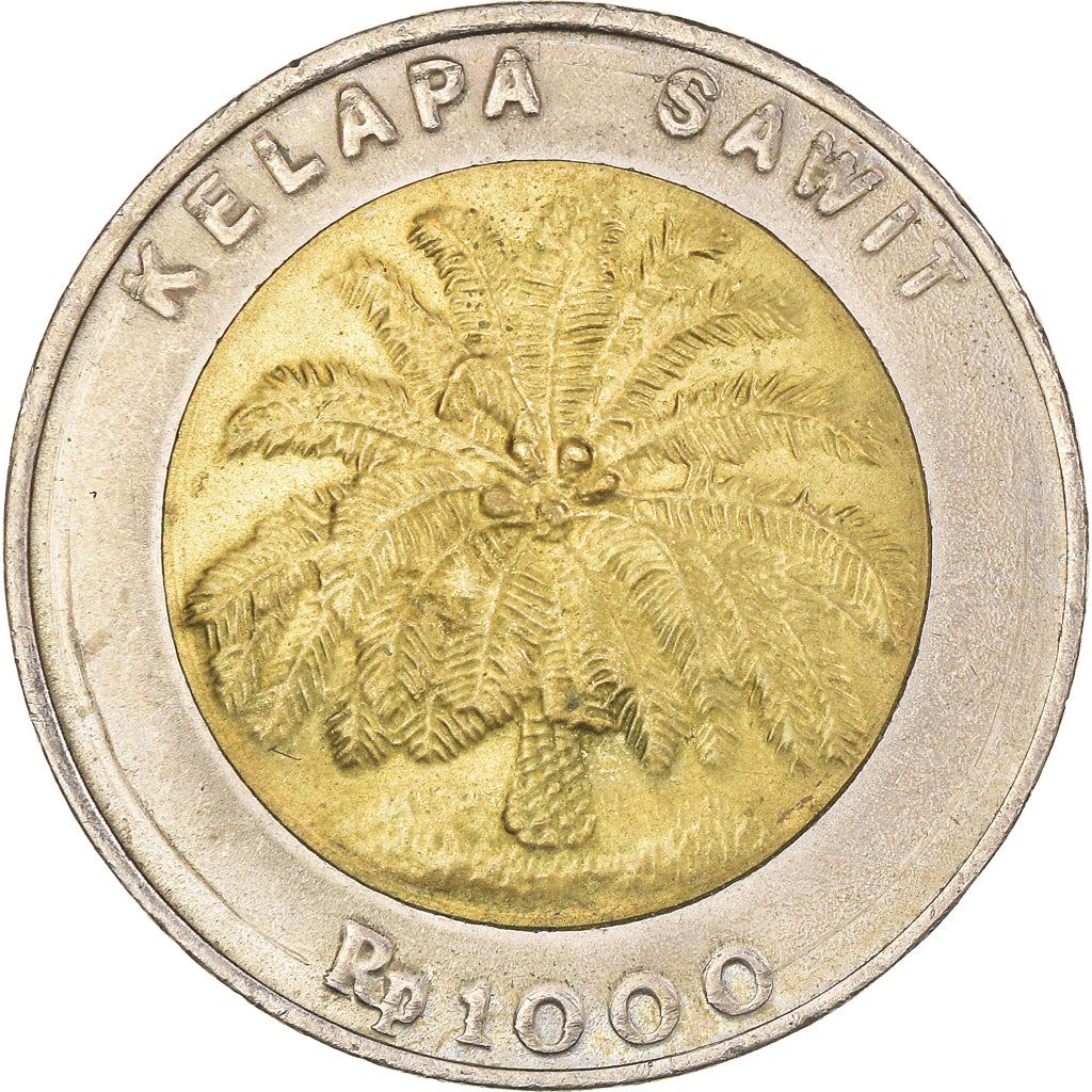 Indonesia 1000 Rupiah Coin | Palm Oil Tree | Elaeis Guineensis | KM56 | Indonesia | 1993 - 2000