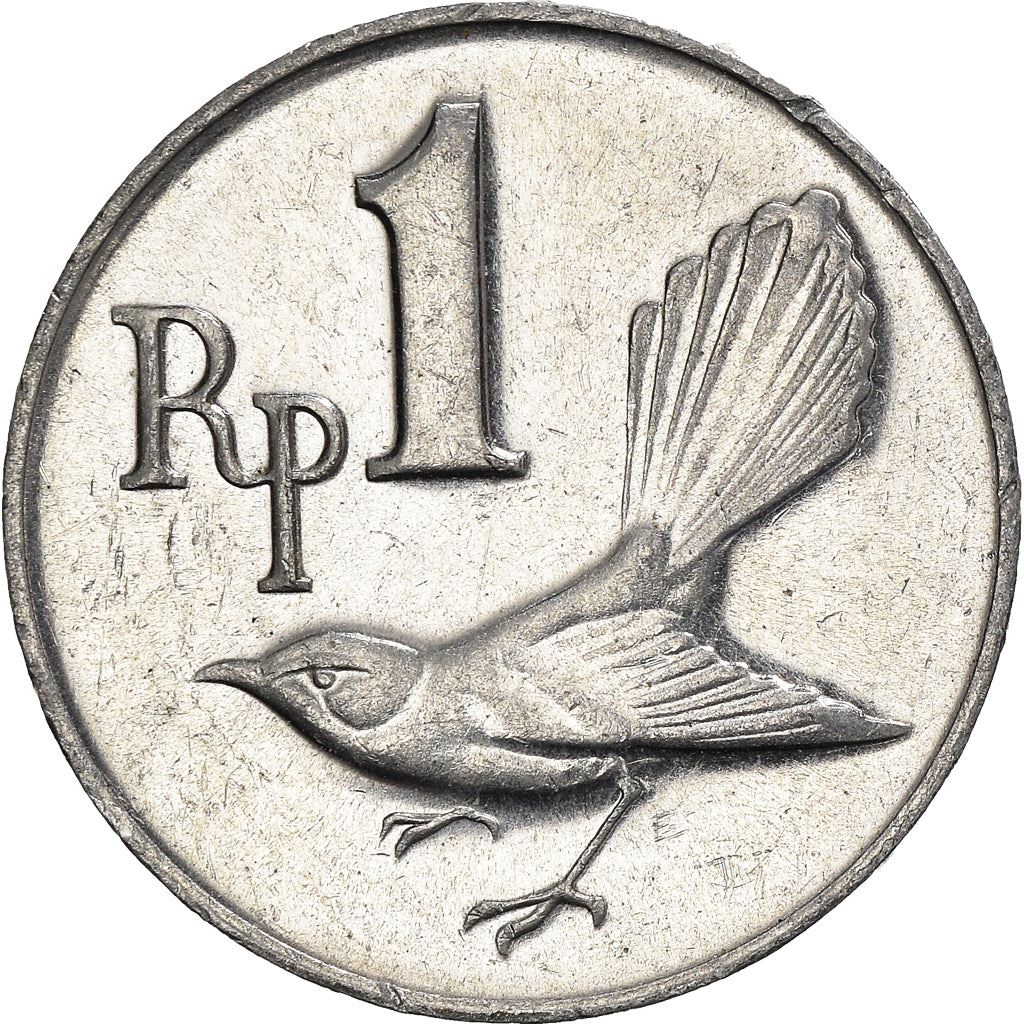 Indonesian 1 Rupiah Coin | White Browed Fantail | Rhipidura Aureola | KM20 | Indonesia | 1970