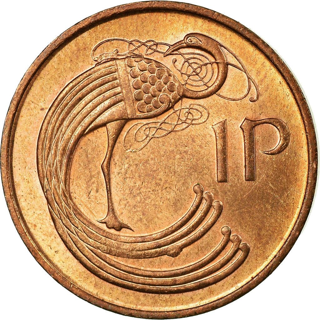 Ireland Coin Irish 1 Penny | Harp | Book of Kells | KM20a | 1988 - 2000