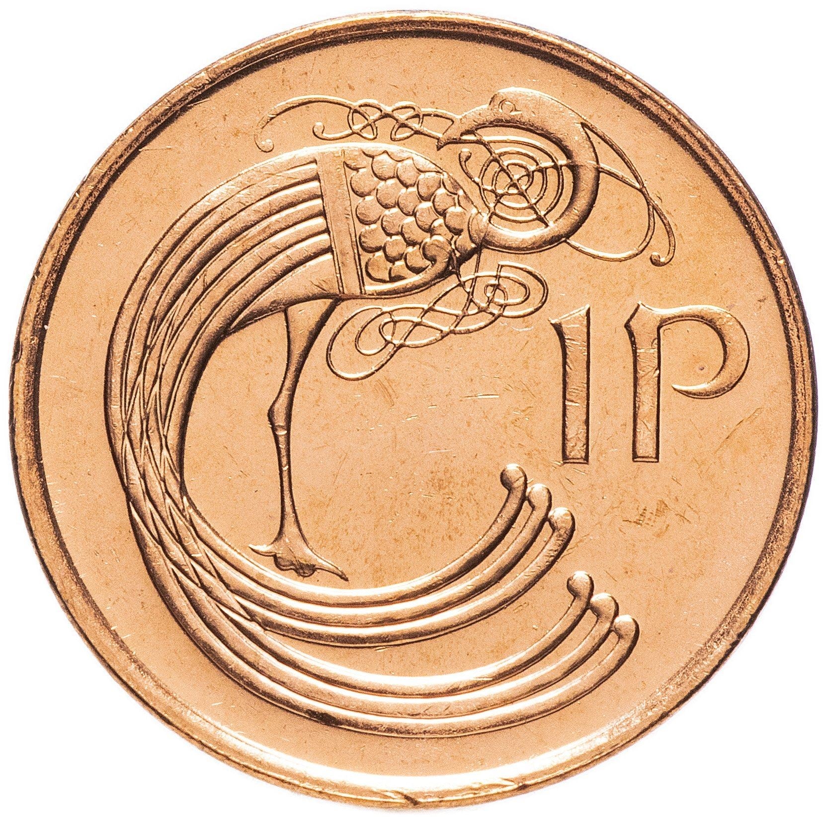 Ireland Coin Irish 1 Penny | Harp | Book of Kells | KM20a | 1988 - 2000