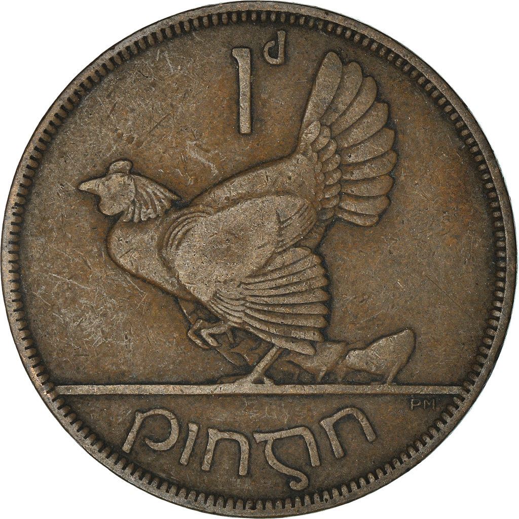 Ireland Coin Irish 1 Pingin | Celtic Harp | Hen | Chick | KM3 | 1928 - 1937