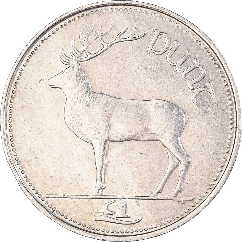 Ireland Coin Irish 1 Pound | Harp | Red Deer | KM27 | 1990 - 2000