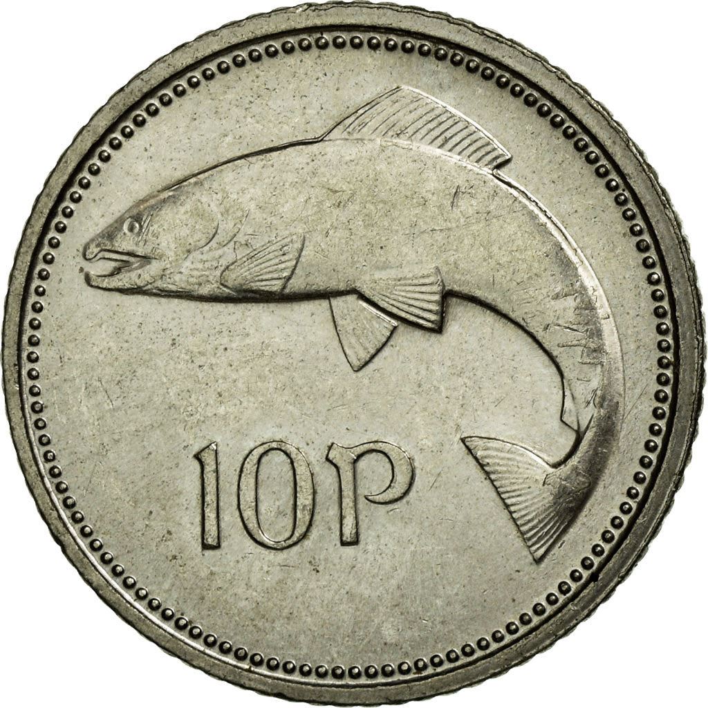 Ireland Coin Irish 10 Pence | Harp | Salmon | KM29 | 1993 - 2000