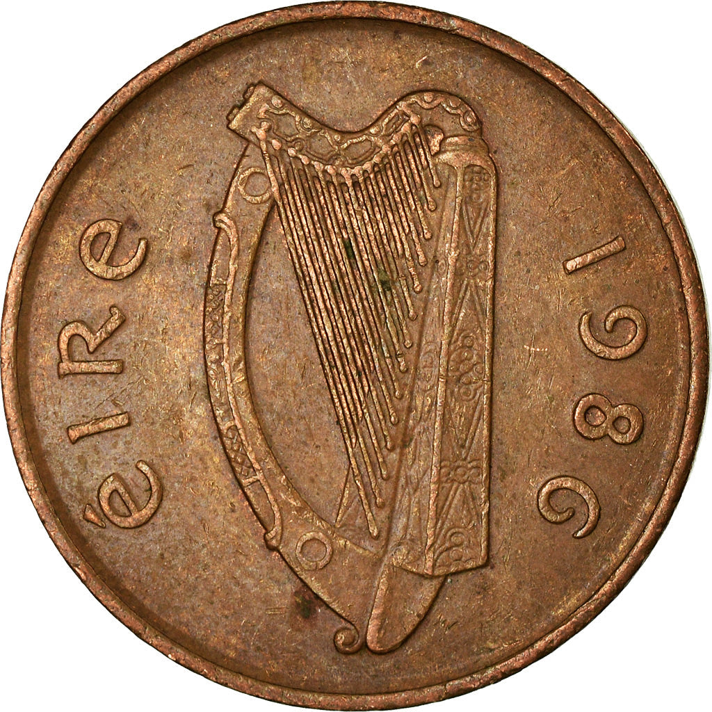 Ireland Coin Irish 2 Pence | Harp | Book of Kells | KM21 | 1971 - 1988