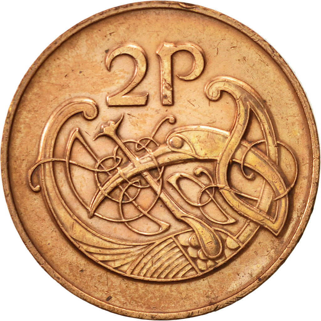 Ireland Coin Irish 2 Pence | Harp | Book of Kells | KM21 | 1971 - 1988