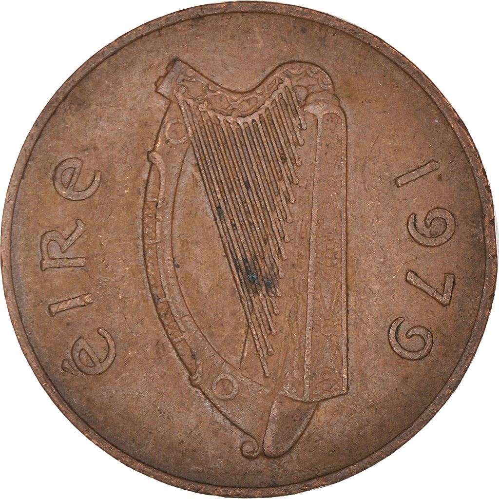 Ireland Coin Irish 2 Pence | Harp | Book of Kells | KM21 | 1971 - 1988