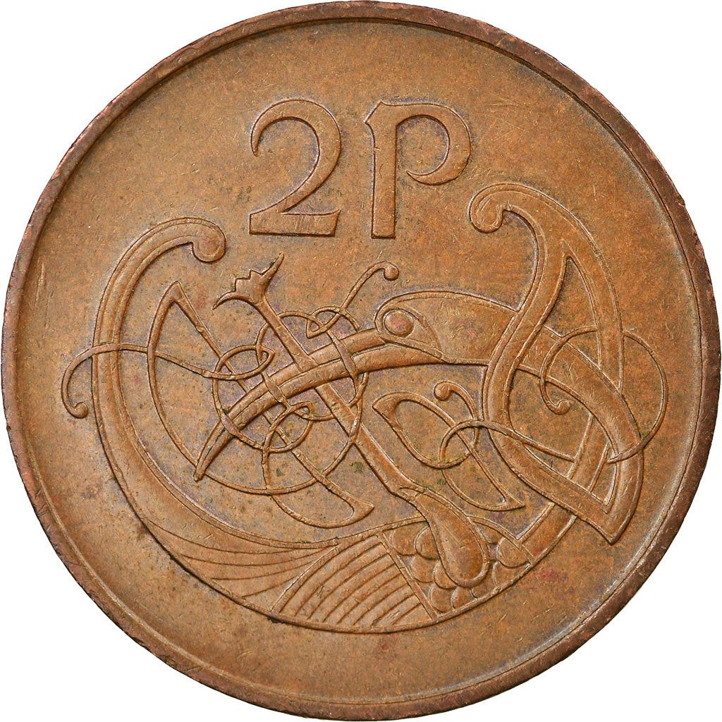 Ireland Coin Irish 2 Pence | Harp | Book of Kells | KM21 | 1971 - 1988