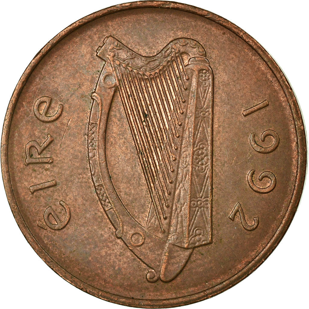 Ireland Coin Irish 2 Pence | Harp | Book of Kells | KM21a | 1988 - 2000