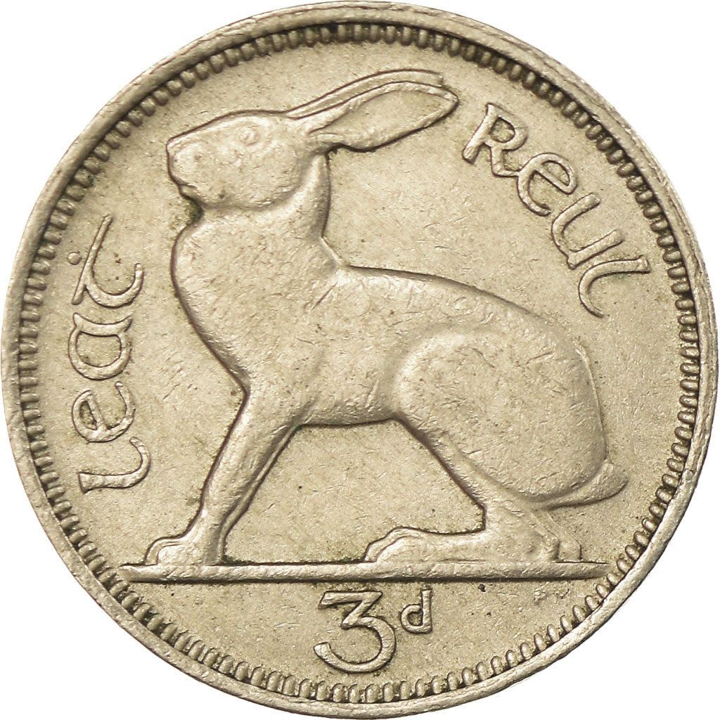 Ireland Coin Irish 3 Pingin | Hare | Celtic Harp | KM12a | 1942 - 1968