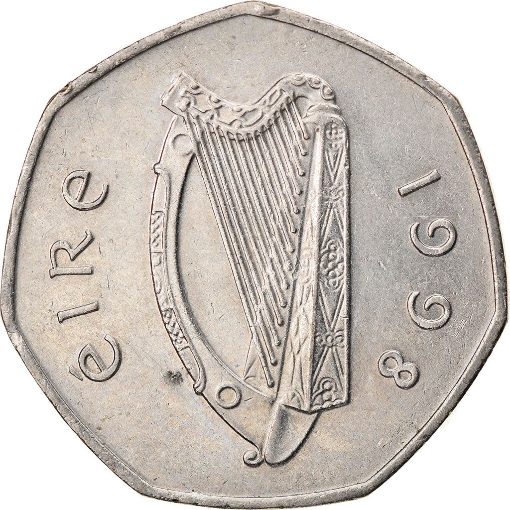 Ireland Coin Irish 50 Pence | Harp | Woodcock Bird | KM24 | 1970 - 2000