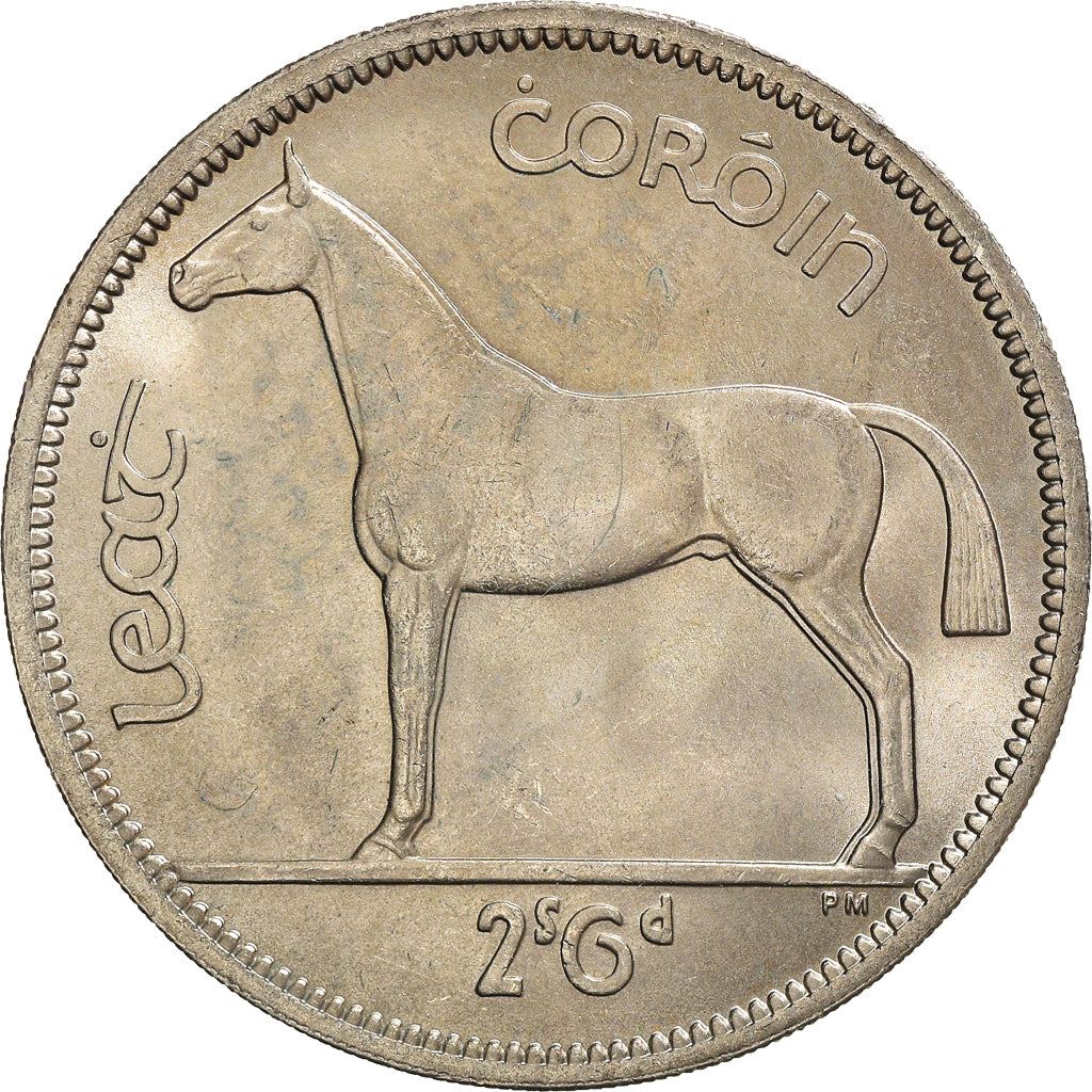 Irish 1/2 Coroin Coin | Celtic Harp | Hunter Horse | KM16a | 1951 - 1967