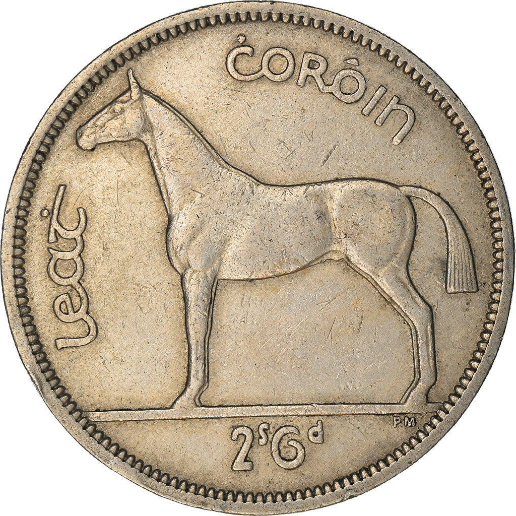 Irish 1/2 Coroin Coin | Celtic Harp | Hunter Horse | KM16a | 1951 - 1967