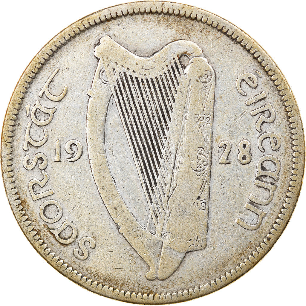 Irish 1/2 Coroin Coin | Celtic Harp | Hunter Horse | KM8 | 1928 - 1937