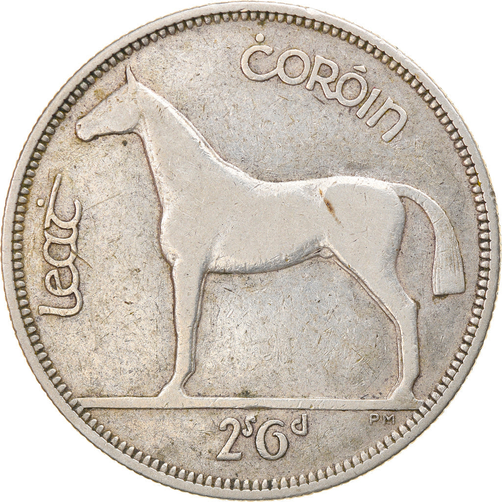 Irish 1/2 Coroin Coin | Celtic Harp | Hunter Horse | KM8 | 1928 - 1937