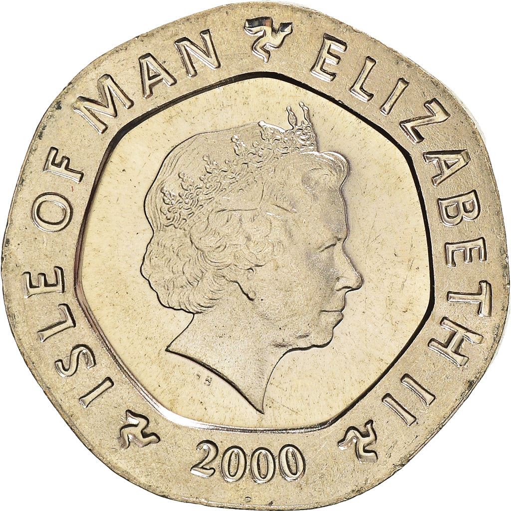 Isle of Man | 20 Pence Coin | Queen Elizabeth II | Monk | KM1040 | 2000 - 2003