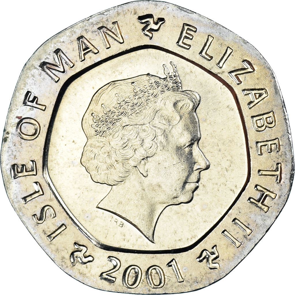 Isle of Man | 20 Pence Coin | Queen Elizabeth II | Monk | KM1040 | 2000 - 2003