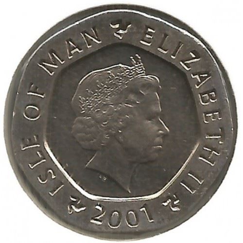 Isle of Man | 20 Pence Coin | Queen Elizabeth II | Monk | KM1040 | 2000 - 2003