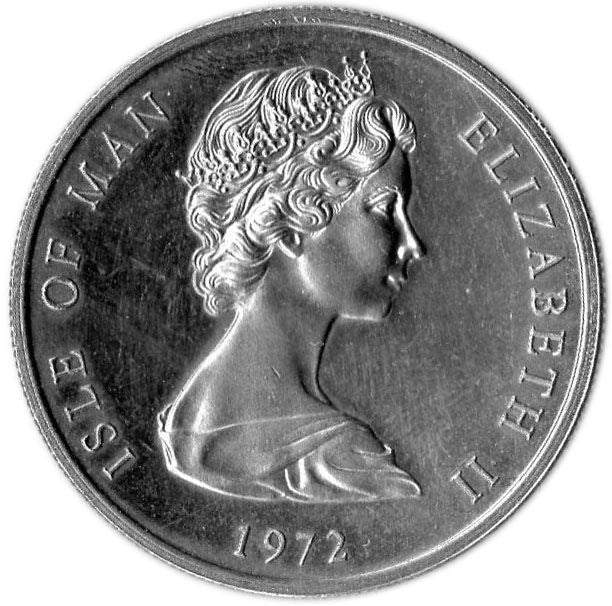 Isle of Man | 25 Pence Coin | Queen Elizabeth II | Royal Wedding Anniversary | KM25 | 1972