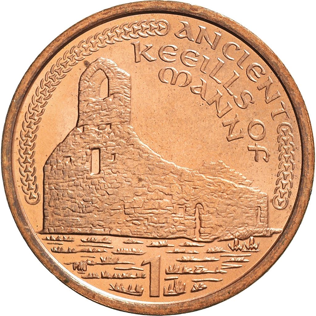 Isle of Man Coin Man 1 Penny | Queen Elizabeth II | Manx Chapel | Keeill | Sanctus Bell | KM1036 | 2000 - 2003